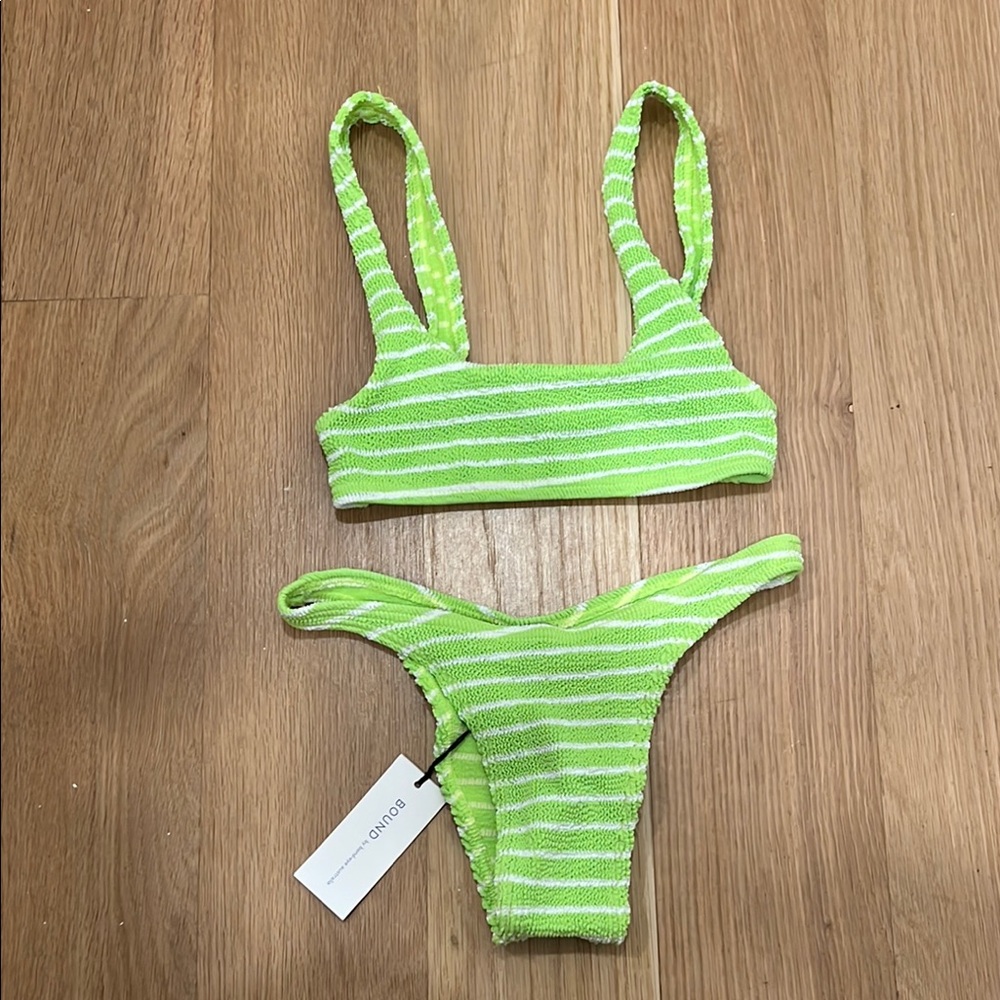 NWT BOUND by Bond-eye Australia - Green Striped Bikini Set